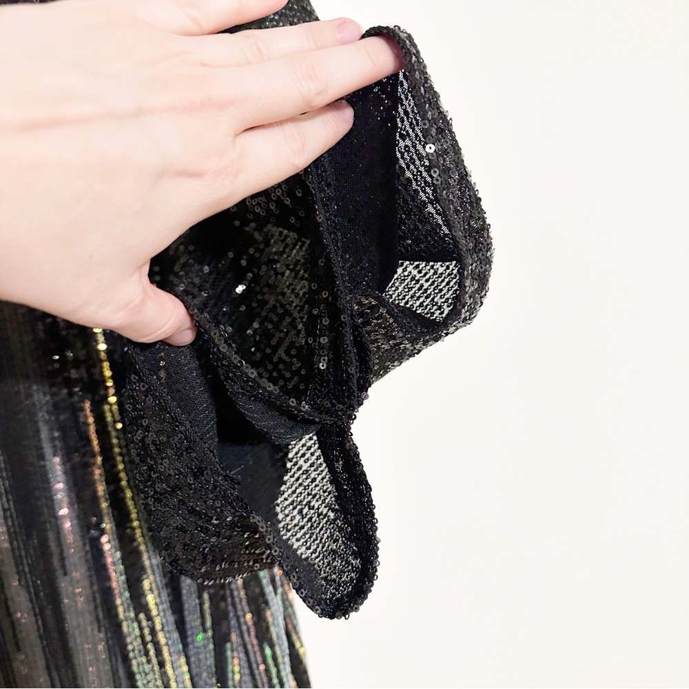 Free People Party On Sequin Kimono Jacket Duster In Color Black Combo - Picture 3 of 10